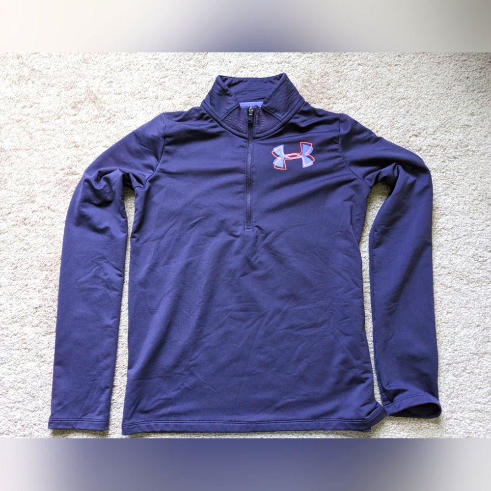 Youth Under Armour Cold Gear Purple Half Zip size YLarge